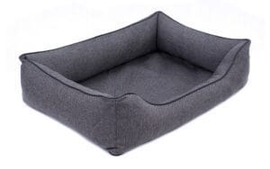 legowisko dla psa typu kanapa mallorca standard w kolorze ciemnoszarym z czarnym obszyciem