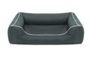 legowisko dla psa ortopedyczne valencia kolor ciemnoszary białe obszycie pokazana z frontu