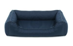 granatowy kolor legowiska dla psa valencia ortopedyczna dla starszych psów, kolor obszycia czarny pokazana z frontu