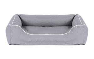 legowisko dla psa valencia ortopedyczna kolor jasnoszary obszycie białe pokazana z frontu