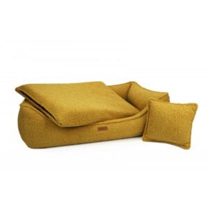 poducha i materac w legowisku belluno musztardowym