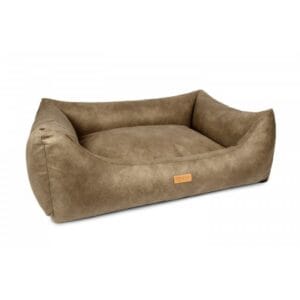 beżowe legowisko dla psa ortopedyczne bergamo bokiem