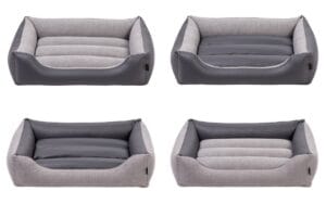 legowisko dla psa typu kanapa beta linares w kolorze szarym w różnych wariantach, boki z ekoskóry