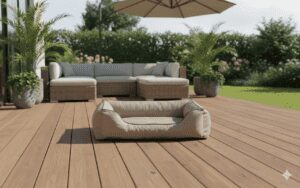 legowisko dla psa valencia na tarasie