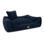 bokiem pokazane granatowe legowisko ortopedyczne palermo