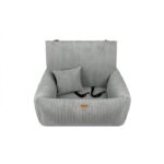 jasnoszary fotelik samochodowy dla psa milano front