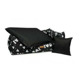 legowisko dla psa modena black love poducha w środku
