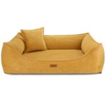 front musztardowej kanapy torino