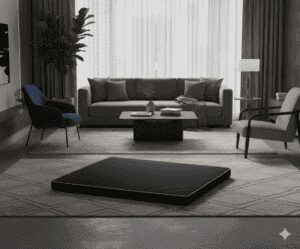 legowisko dla psa vigo standard czarne w salonie