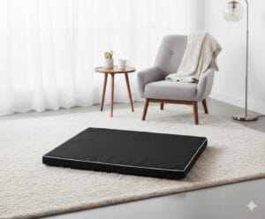 legowisko dla psa vigo standard czarne w salonie