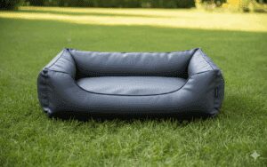 legowisko dla psa teoś na trawnie