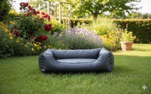 legowisko dla psa teoś w ogrodzie